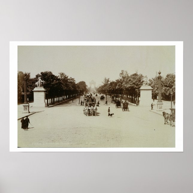 Póster Champs Elysee, Paris (foto de sepia) (Frente)