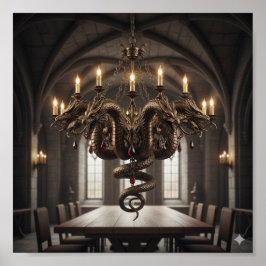 Poster Chandelier do Dragão Multicabeçalho do ornamentado