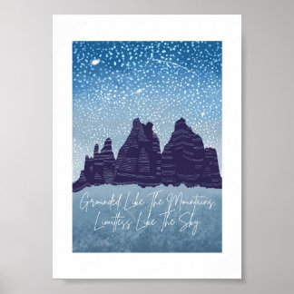 Poster Chanfrado como o Cartão de Uplifting de Montanha