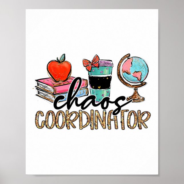 Poster Chaos Coordinator Teacher Fun Teacher Humor Leopar (Frente)