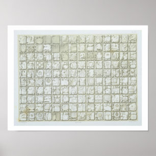 Poster Chapa da escrita ideographic do templo de I