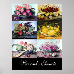 Póster Chapas de fruta/Cerejas,Limões,Uvas,Artichokes