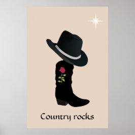 Poster Chapéu Country e Bota em Bege