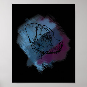 Poster Chapéu Cruzado de Cães - Tatuagem de Arte em Linha