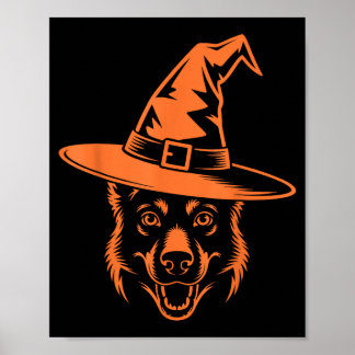 Poster Chapéu de Bruxa de Cachorro Pastor Alemão Preto As