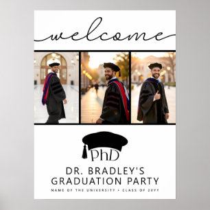 Poster Chapéu de Graduação de Doutorado PhD Bem-vindo à F