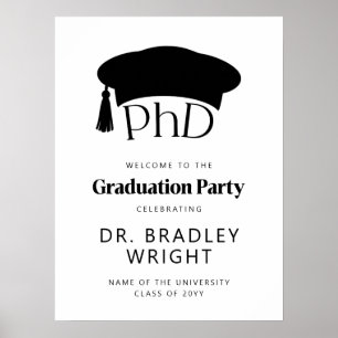 Poster Chapéu de Gradução de Doutorado PhD Bem-vindo ao D