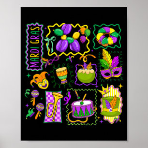 Poster Chapéu de Jester do Mardi Gras Esnobe Máscara Bolo