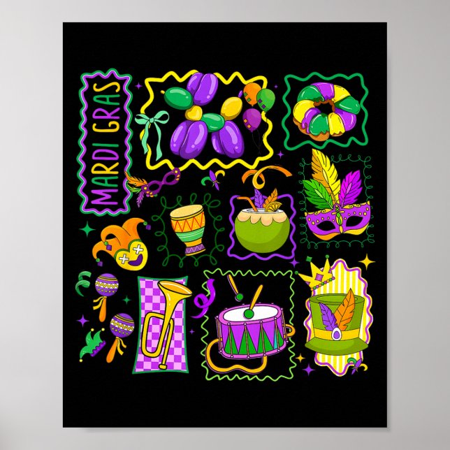 Poster Chapéu de Jester do Mardi Gras Esnobe Máscara Bolo (Frente)