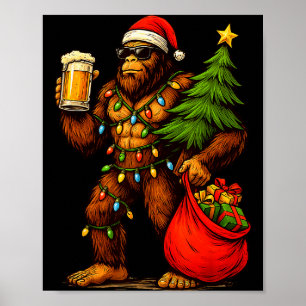 Poster Chapéu de Natal de Pé Grande Engraçado Bebida Árvo