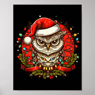 Poster Chapéu de Natal Mpy Owl Santa Vintage Owl Para Hom