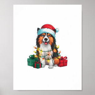 Poster Chapéu de Natal Santa Iluminação Divertida Cão Tam