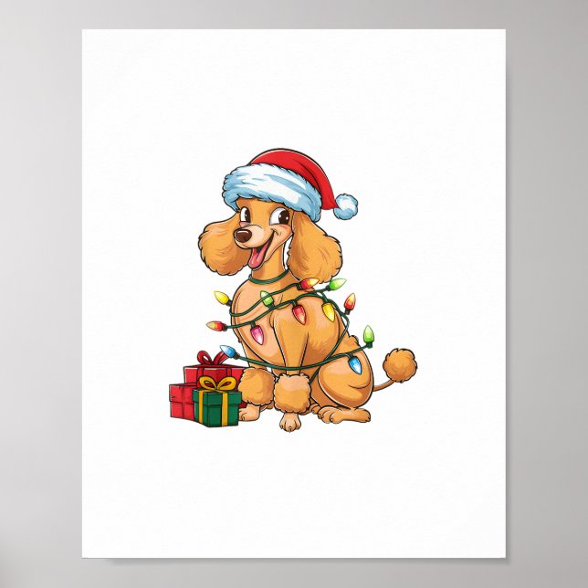 Poster Chapéu de Papai Noel com Iluminação de Natal Poodl (Frente)