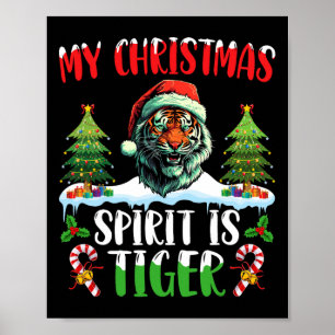 Poster Chapéu de Papai Noel do Tigre de Natal Meu Espírit