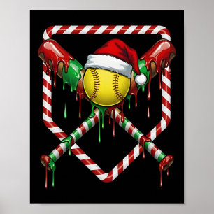 Poster Chapéu de Papai Noel Softbol Sorvete Gotejamento H