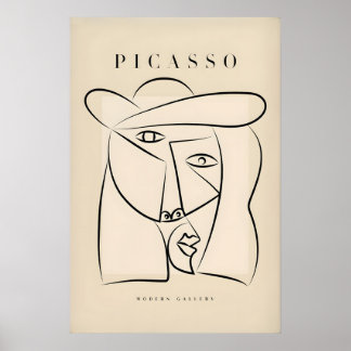 Poster Chapéu de Rosto Abstrato de Picasso Arte de Linha