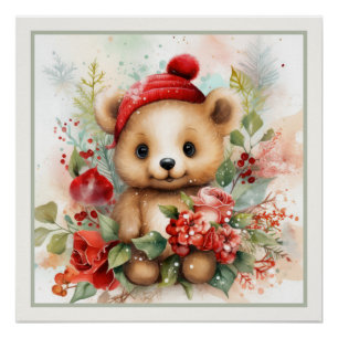 Póster Chapéu de Urso de Natal Falso Mat Pronto para Mold