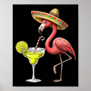 Poster Chapéu mexicano de flamengo margarita cinco de mai