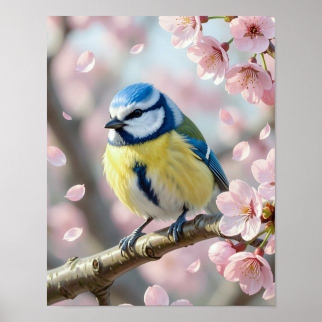 Poster Chapim-azul em Cerejeira na Primavera (Frente)