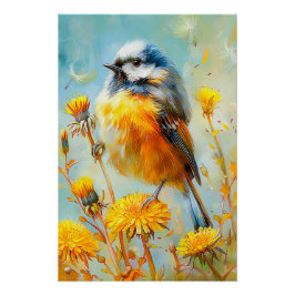 Póster Chapim-azul Eurasiático em Paisagem Impressionista