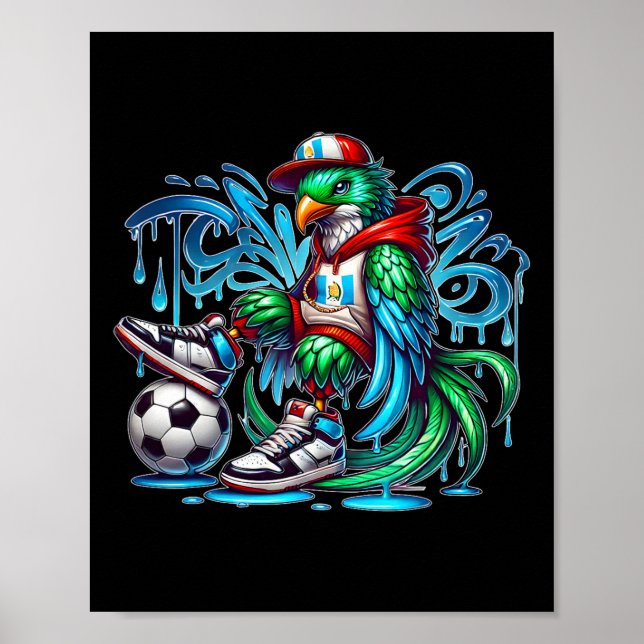 Poster Chapin Guate Pássaro Bandeira da Guatemala Urbyn Q (Frente)
