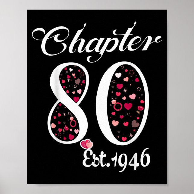 Poster Chapter 80 Est 1946 Happy 80th Birthday Girl Gift  (Frente)