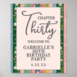 Poster Chapter Thirty Floral Storybook 30th Birthday
