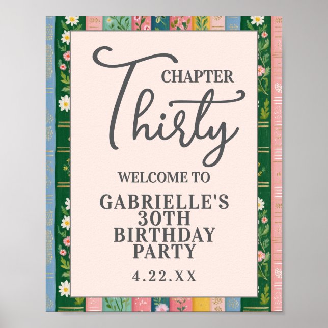 Poster Chapter Thirty Floral Storybook 30th Birthday (Frente)