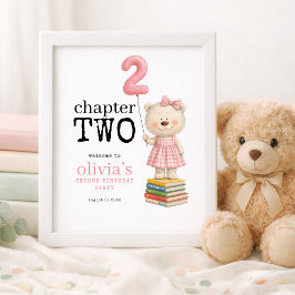 Poster Chapter Two Bear Books Girl 2nd Birthday welcome 