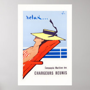 Poster Chargeurs Reunis Relax Cartaz de Viagens Vintage