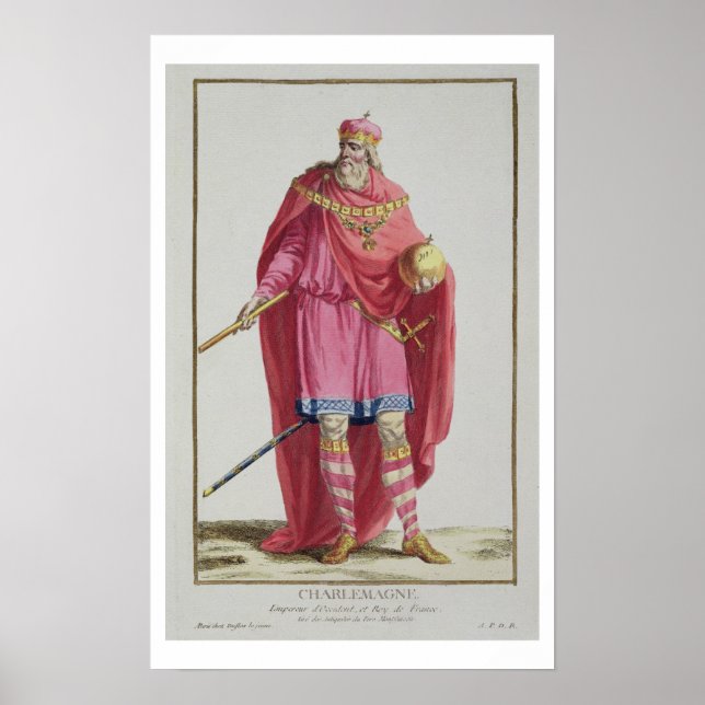 Poster Charlemagne (742-814) do "Receuil des Estampes", (Frente)