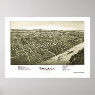Póster Charleroi, mapa panorâmico do PA - 1897
