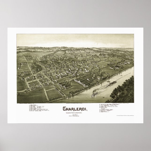 Póster Charleroi, PA Panorâmica - 1897 (Frente)