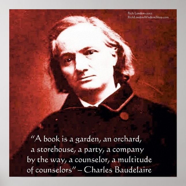 Póster Charles Baudelaire "Um Livro É" Citação de Sabedor (Frente)