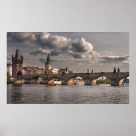 Poster Charles Bridge, fotografia colorida de Praga