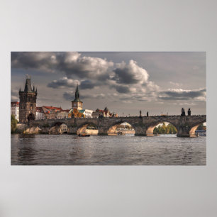 Poster Charles Bridge, fotografia colorida de Praga