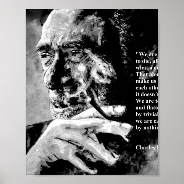 Poster Charles Bukowski - preto - citação (Frente)