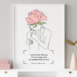 Poster Charles Bukowski rosa Rose Line Art Love Cotes