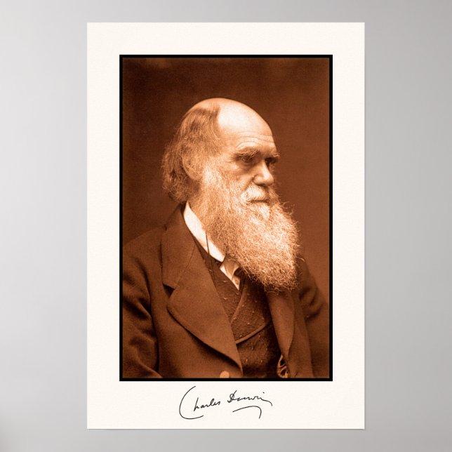 Póster Charles Darwin, autografado (Frente)