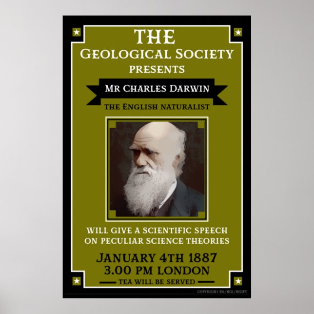 Poster Charles Darwin Vintage Repro Retro Wall Art (Frente)