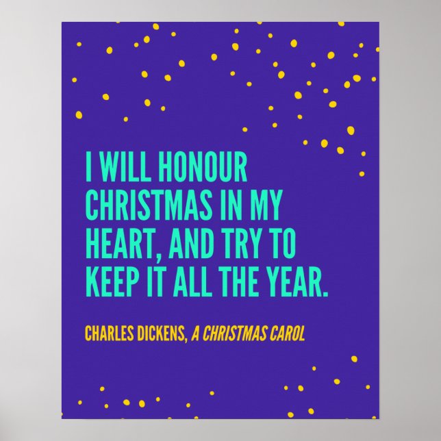 Poster Charles Dickens Citação na Véspera de Natal (Frente)