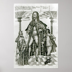 Póster Charles I com seus filhos