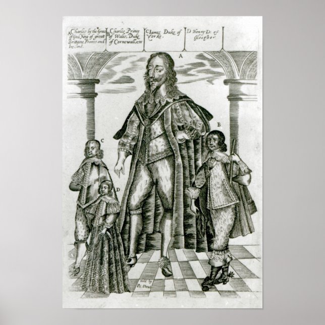 Póster Charles I com seus filhos (Frente)