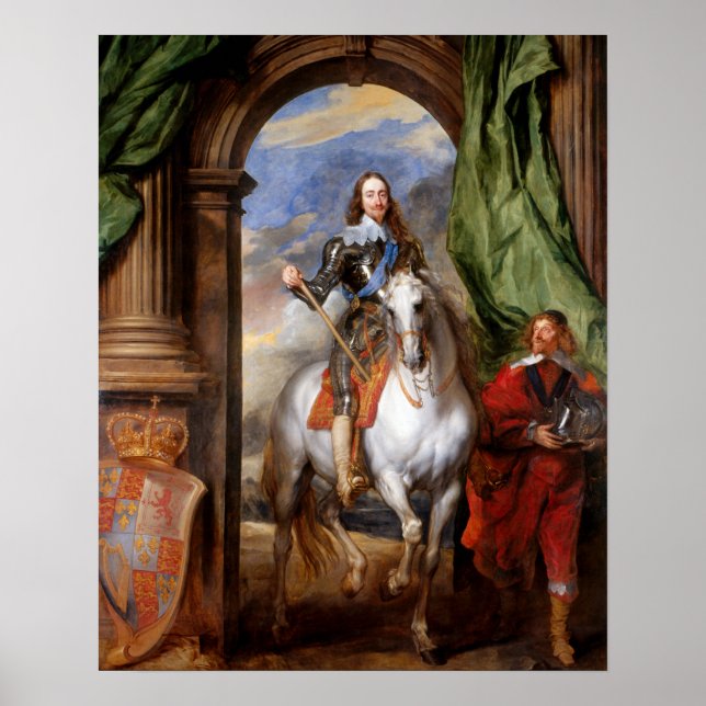 Póster Charles I em Horseback por Van Dyck (Frente)