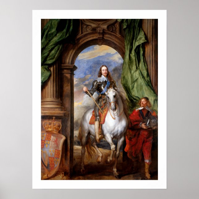Póster Charles I em Horseback por Van Dyck (Frente)