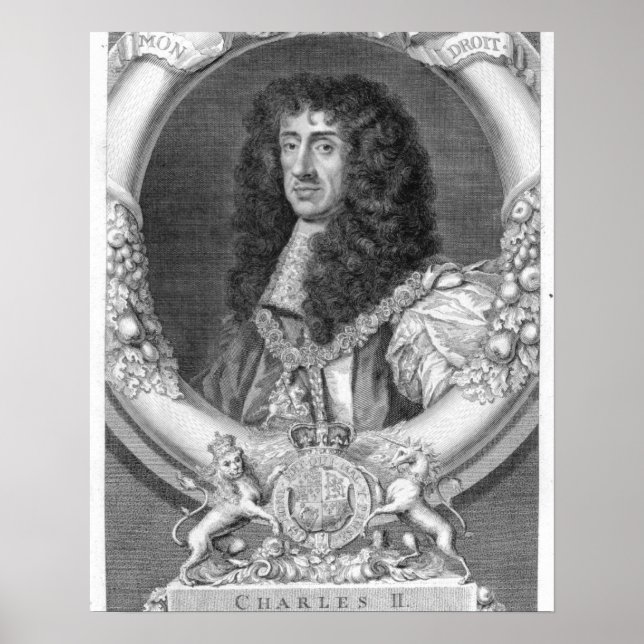Póster Charles II (1630-85) Rei da Grã-Bretanha Excelente (Frente)