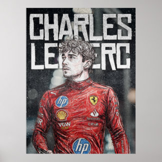 Poster Charles Leclerc Illustration Artistic F1 Portrait