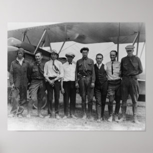 Poster Charles Lindbergh com os 7 homens, incluindo