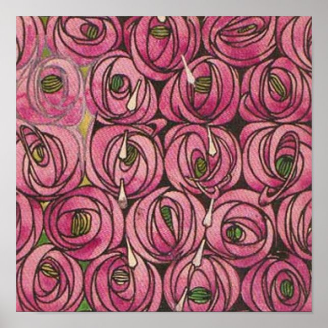 Poster Charles Rennie Mackintosh - Rosas (Frente)