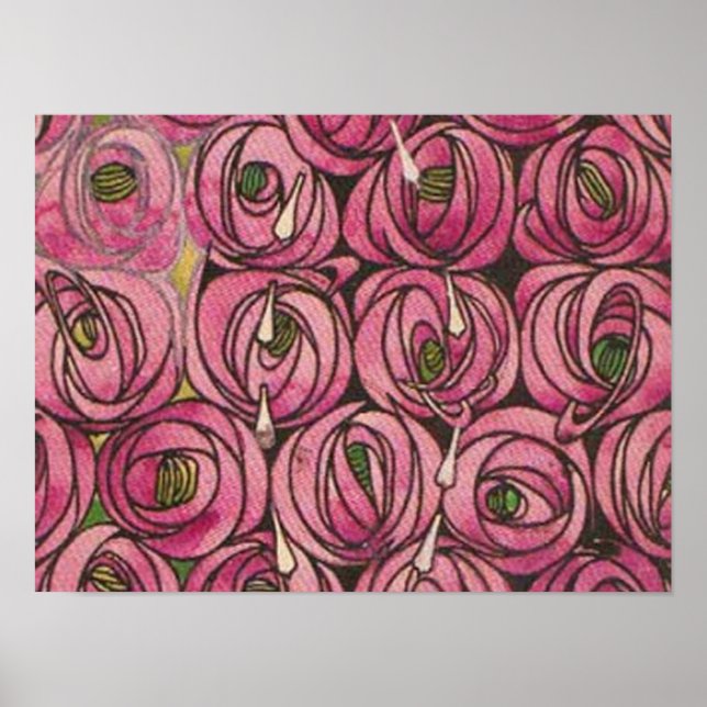Poster Charles Rennie Mackintosh - Rosas (Frente)